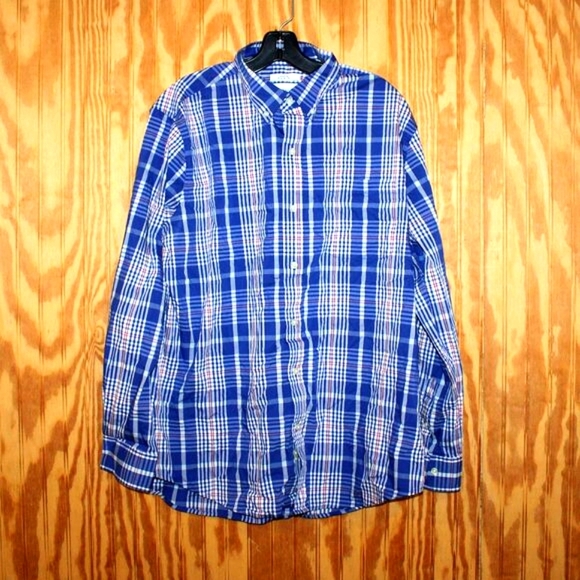 Saddlebred Comfort Flex Plaid Shirt - Size L - Blue - Picture 3 of 4